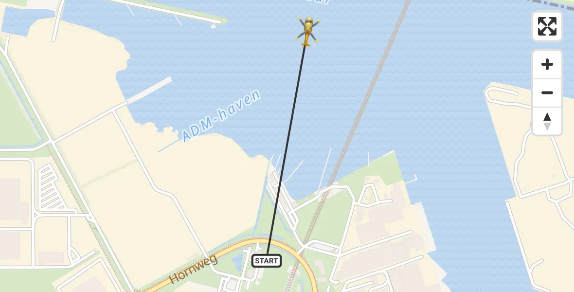Vluchtroute Traumahelikopter van Amsterdam Heliport naar Amsterdam Heliport