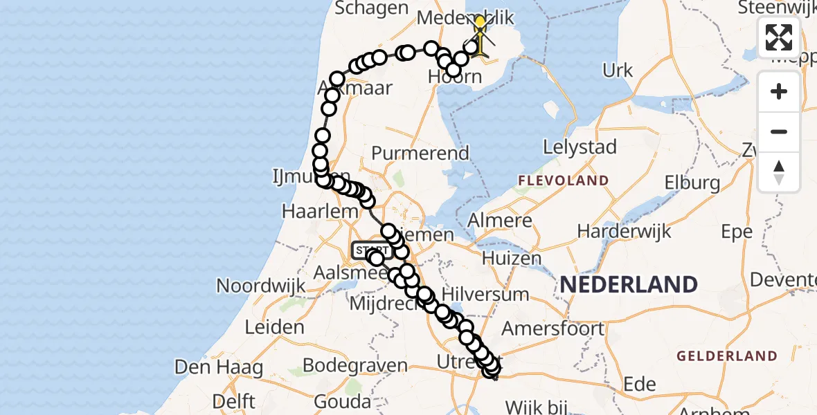 Routekaart van de vlucht: Politieheli naar Wervershoof, Thermiekstraat