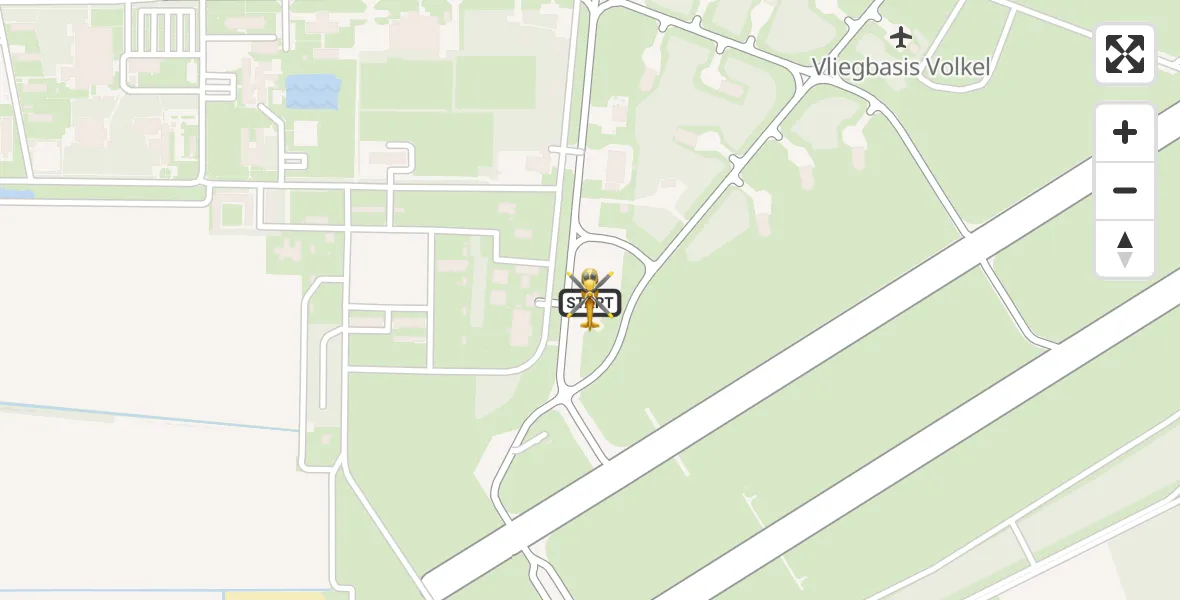 Vluchtroute Traumahelikopter van Vliegbasis Volkel naar Vliegbasis Volkel