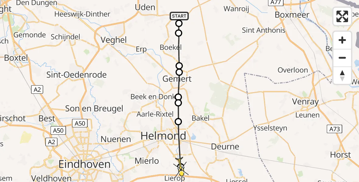 Routekaart van de vlucht: Lifeliner 3 naar Lierop, Oosterheidestraat