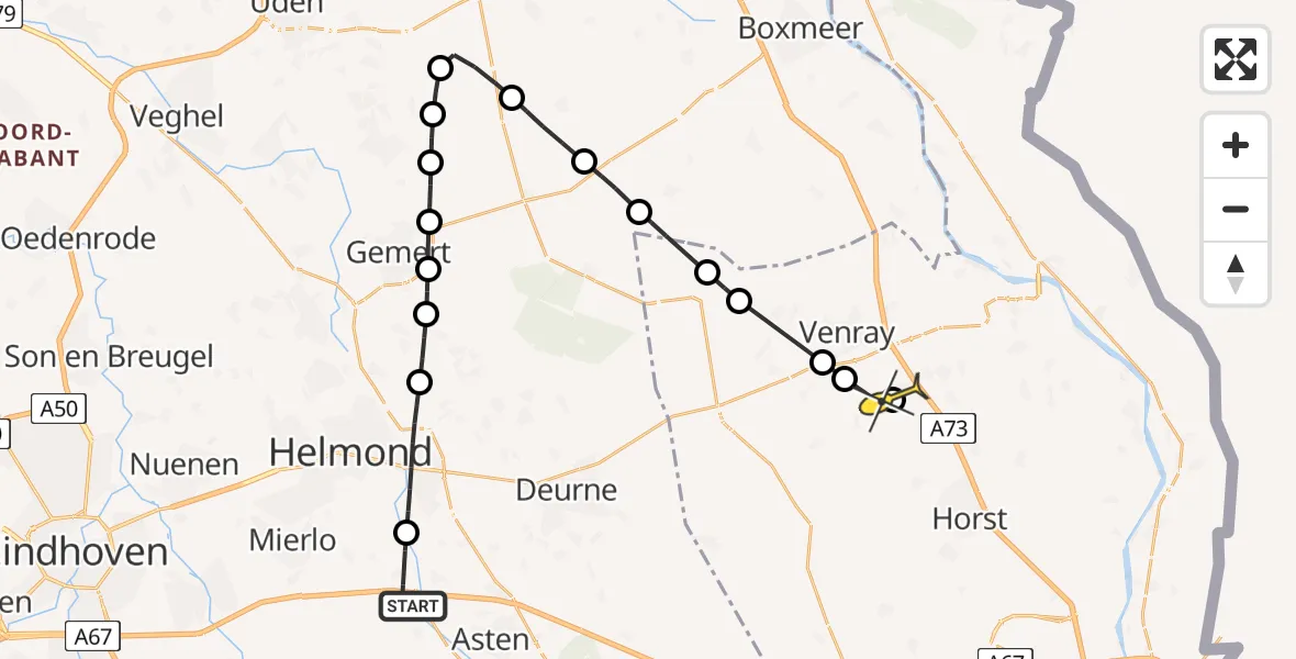 Routekaart van de vlucht: Lifeliner 3 naar Oirlo, Stipdonk