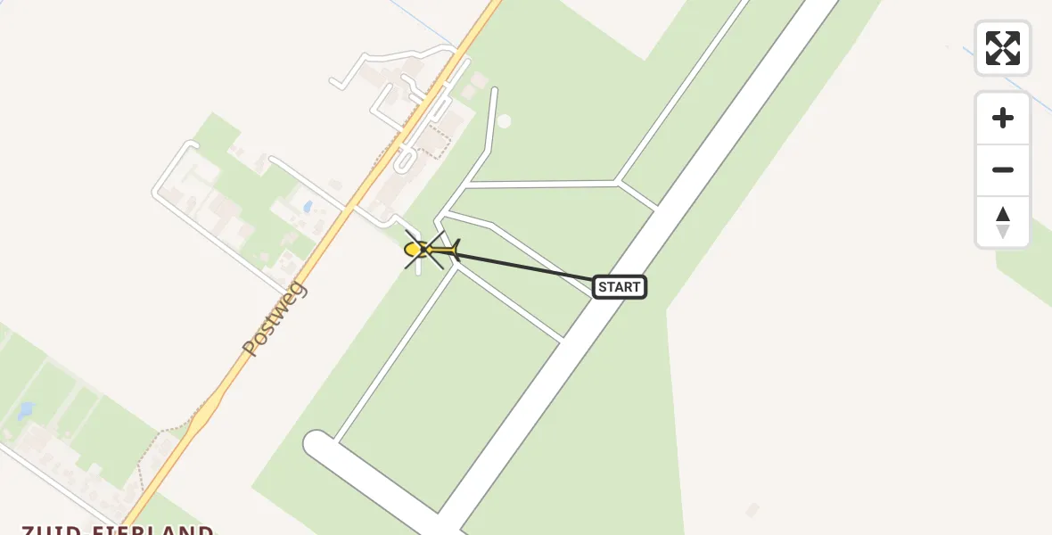 Routekaart van de vlucht: Politiehelikopter naar Texel International Airport, Postweg