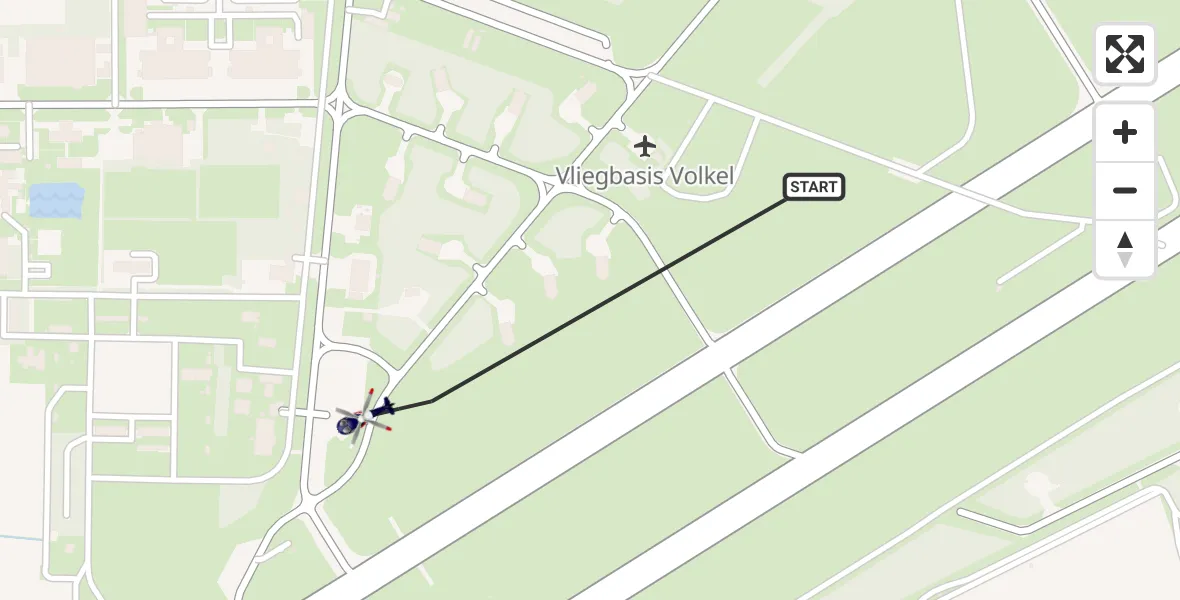 Vluchtroute Politiehelikopter van Vliegbasis Volkel naar Vliegbasis Volkel