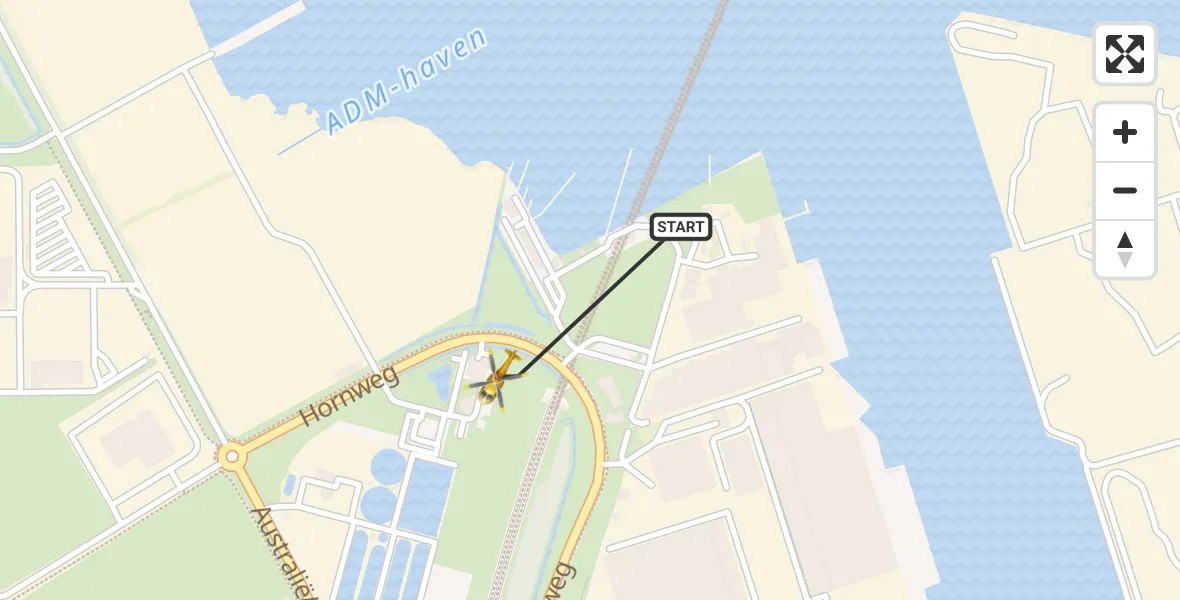 Vluchtroute Traumahelikopter van Amsterdam Heliport naar Amsterdam Heliport