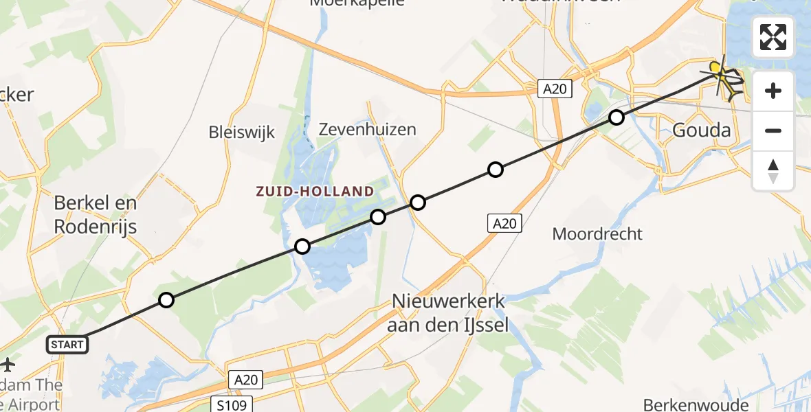 Routekaart van de vlucht: Lifeliner 2 naar Gouda, Lamsrustlaan