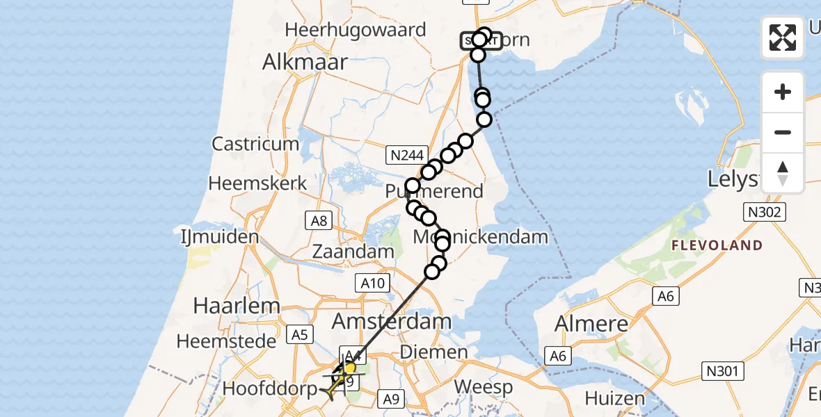 Routekaart van de vlucht: Politieheli naar Schiphol, Koperslager