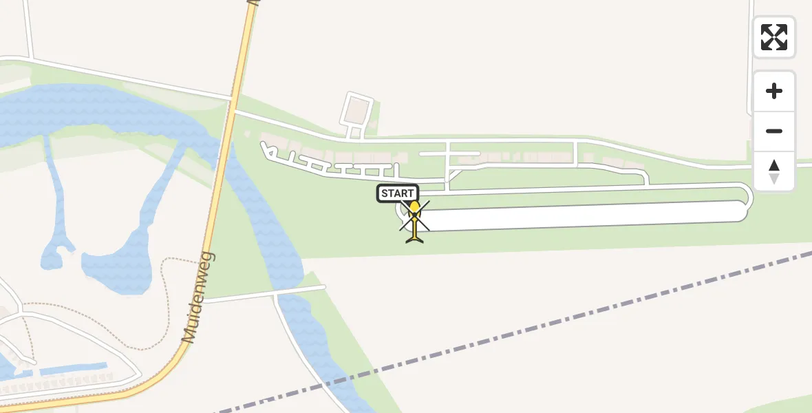 Routekaart van de vlucht: Kustwachthelikopter naar Vliegveld Midden-Zeeland, Calandweg