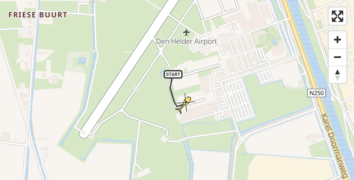 Vluchtroute Kustwachthelikopter van Vliegveld De Kooy naar Vliegveld De Kooy