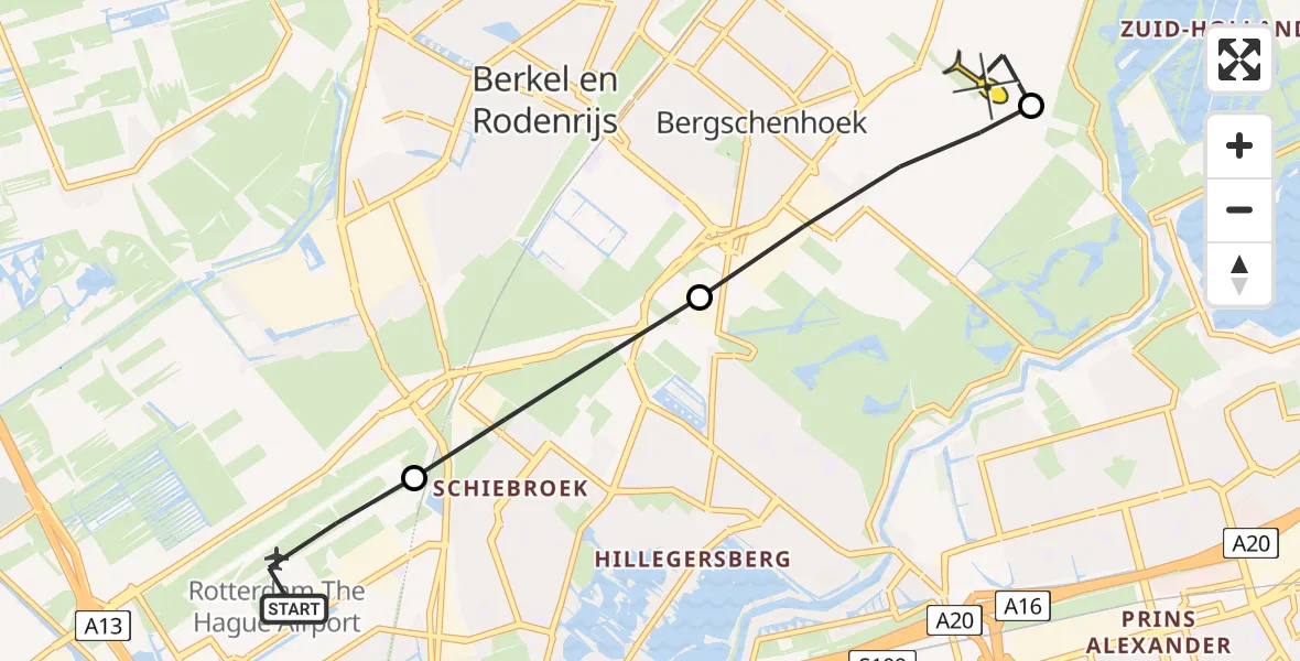 Routekaart van de vlucht: Lifeliner 2 naar Bleiswijk, Bovendijk