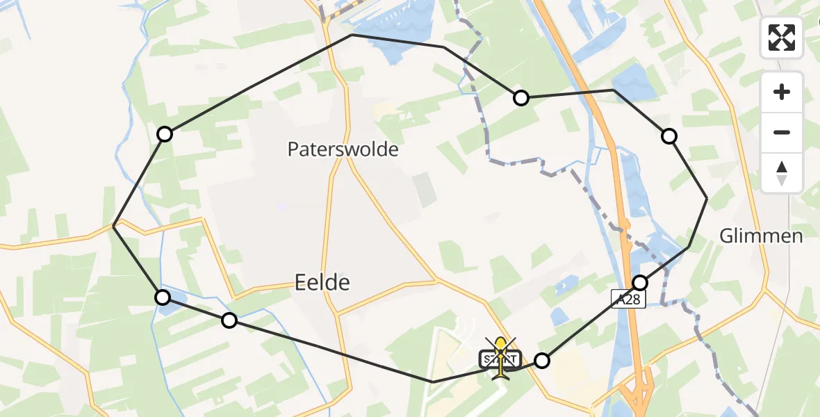 Routekaart van de vlucht: Lifeliner 4 naar Groningen Airport Eelde, Eskampenweg