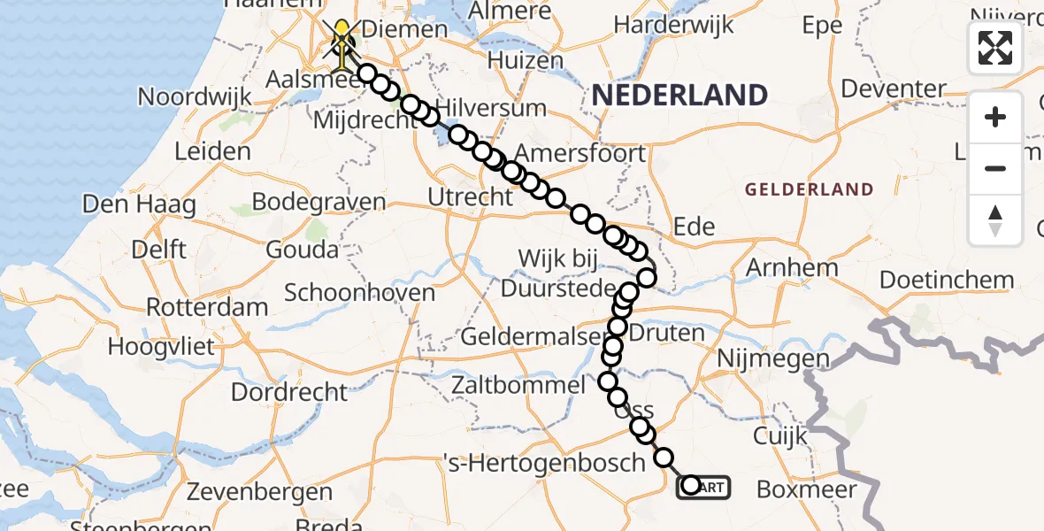 Routekaart van de vlucht: Politieheli naar Schiphol, Venstraat