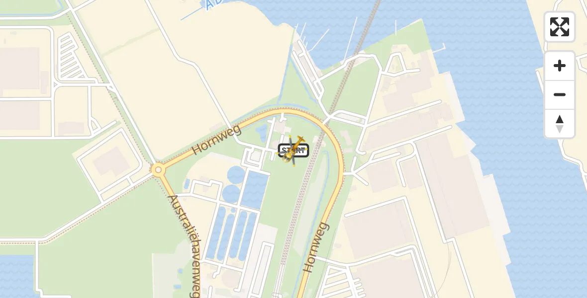 Vluchtroute Traumahelikopter van Amsterdam Heliport naar Amsterdam Heliport