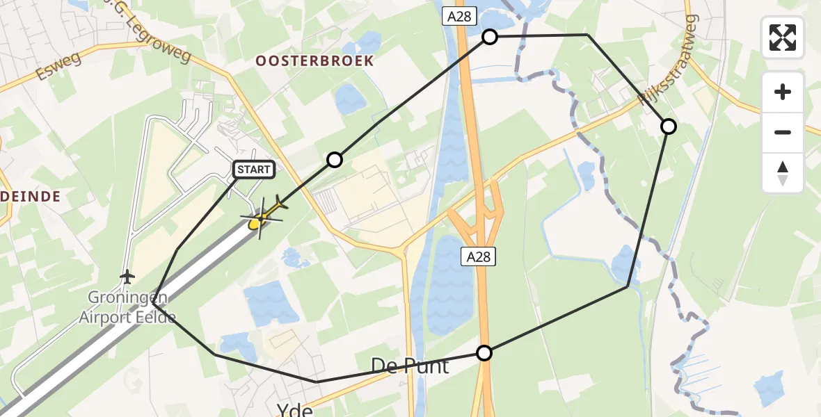 Routekaart van de vlucht: Lifeliner 4 naar Groningen Airport Eelde, Homsteeg