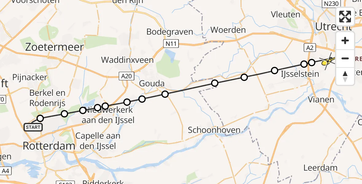 Routekaart van de vlucht: Lifeliner 2 naar Nieuwegein, Otterdijk