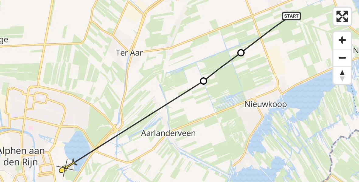 Routekaart van de vlucht: Politieheli naar Alphen aan den Rijn, Nieuwveenseweg