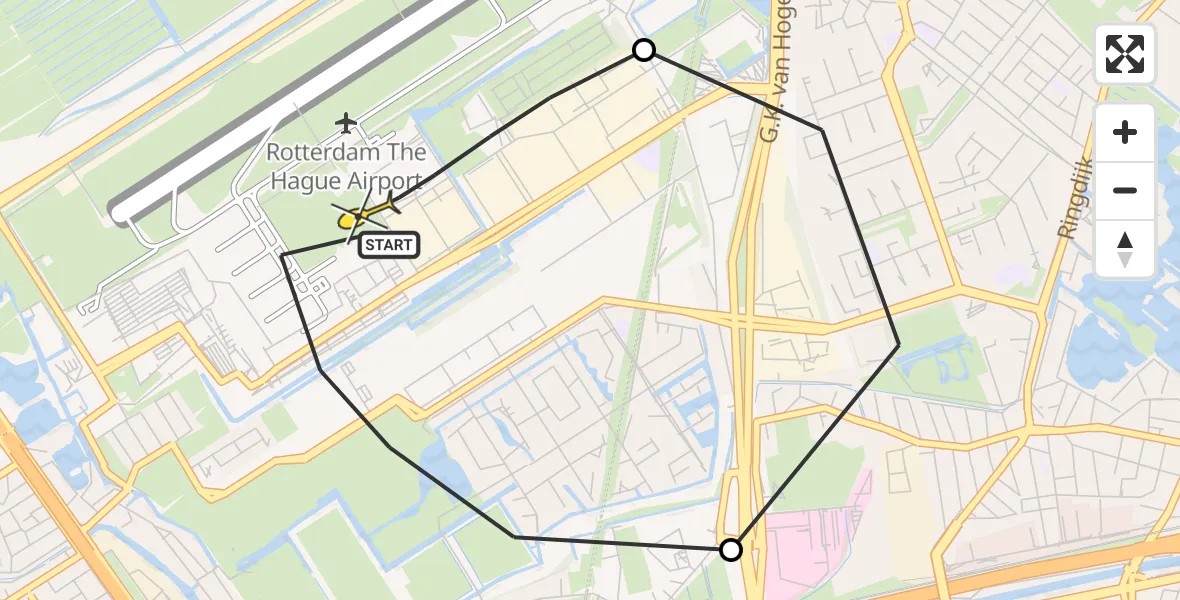 Routekaart van de vlucht: Lifeliner 2 naar Rotterdam The Hague Airport, Van der Duijn van Maasdamweg