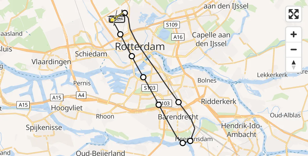 Routekaart van de vlucht: Lifeliner 2 naar Rotterdam The Hague Airport, Pilotenpad