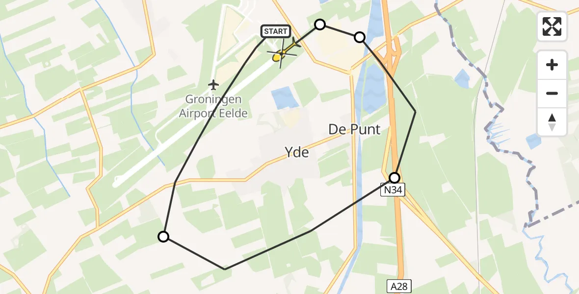 Routekaart van de vlucht: Lifeliner 4 naar Groningen Airport Eelde, Moespot