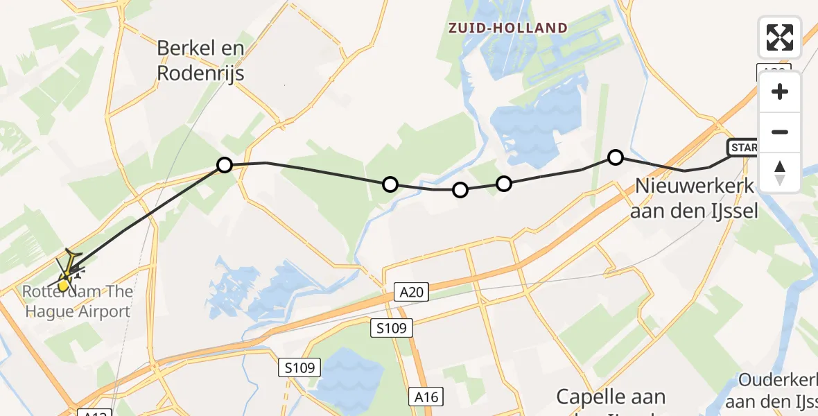 Routekaart van de vlucht: Lifeliner 2 naar Rotterdam The Hague Airport, Bekermos