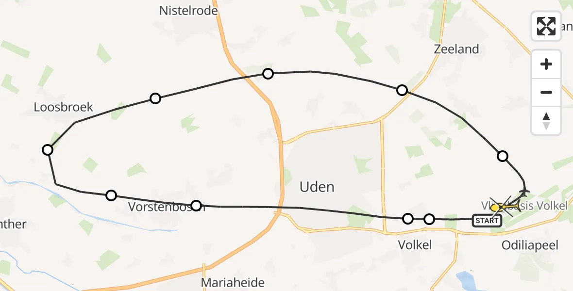 Routekaart van de vlucht: Lifeliner 3 naar Vliegbasis Volkel, Zonnepark Hoogveld Zuid