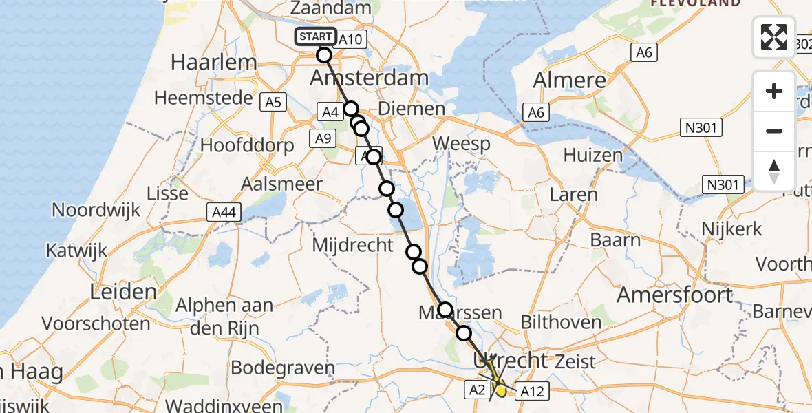 Routekaart van de vlucht: Lifeliner 1 naar Utrecht, Maltaweg