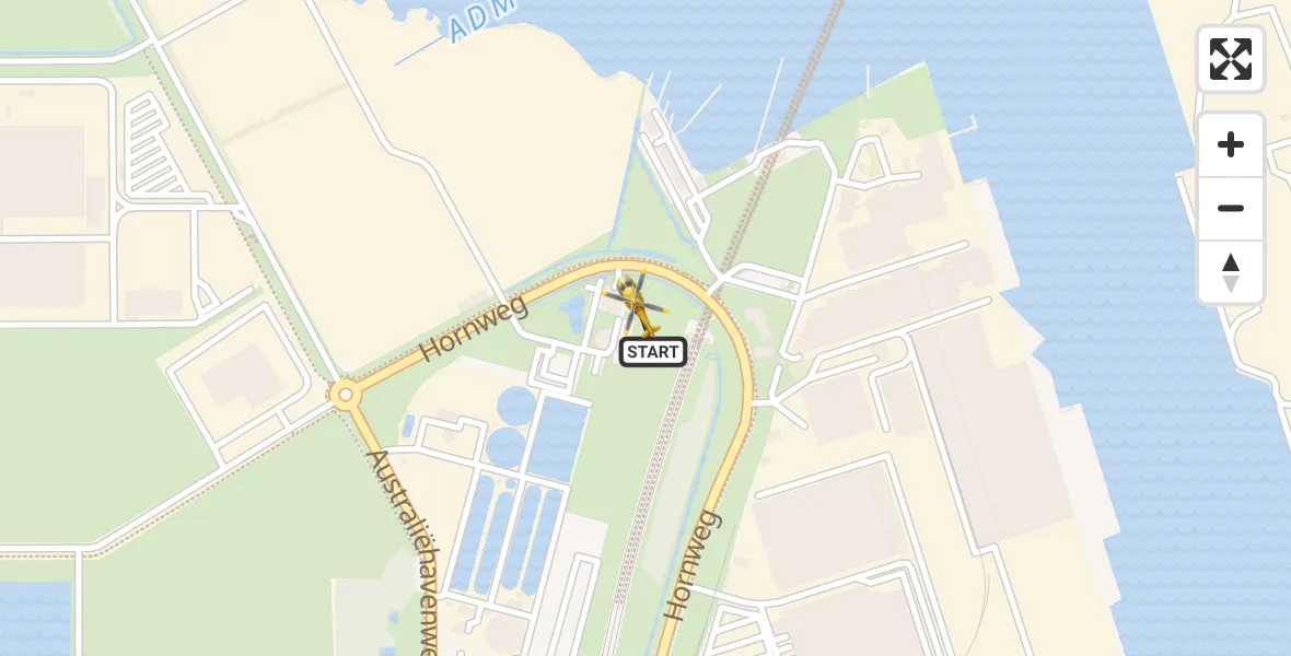 Vluchtroute Traumahelikopter van Amsterdam Heliport naar Amsterdam Heliport