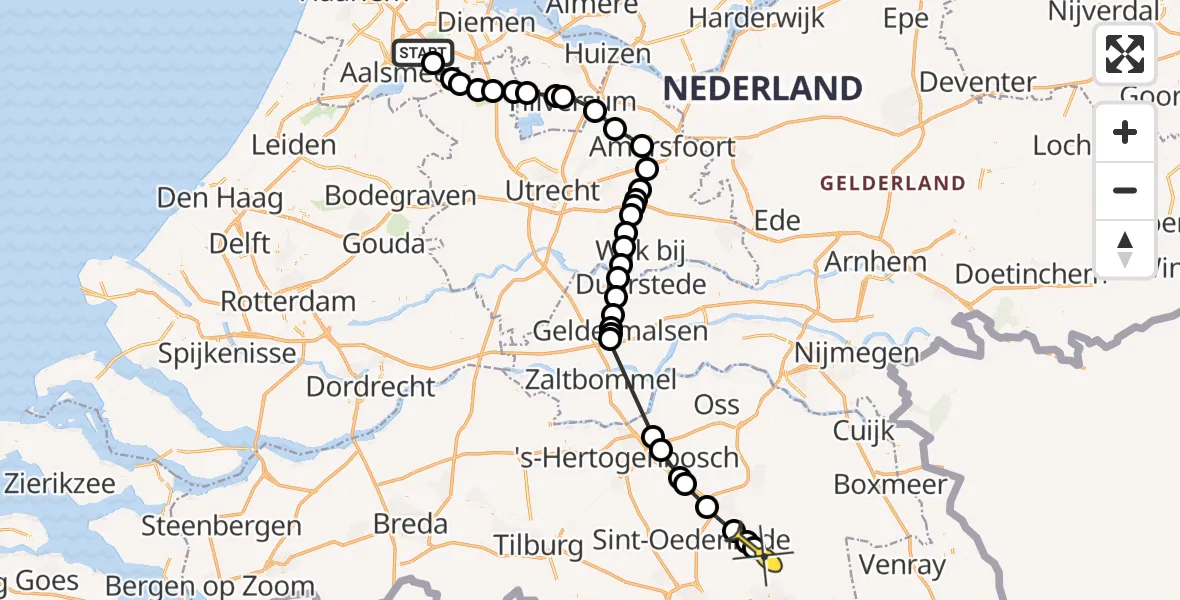 Routekaart van de vlucht: Politieheli naar Beek en Donk, Aalsmeerderweg