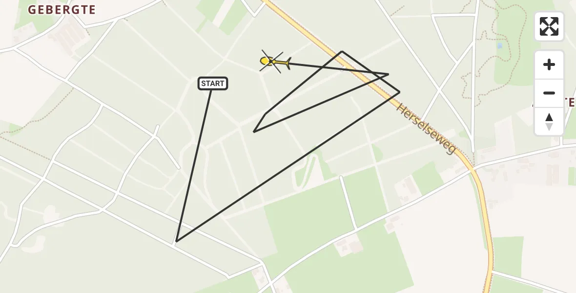 Routekaart van de vlucht: Politiehelikopter naar Lierop, Herselseweg