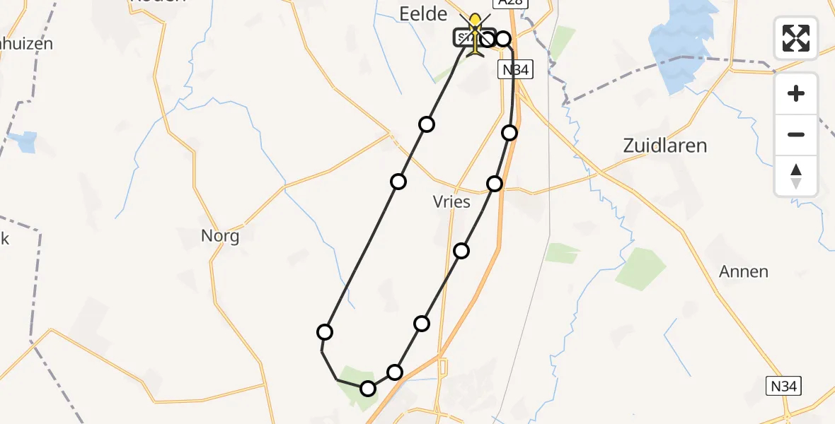Routekaart van de vlucht: Lifeliner 4 naar Groningen Airport Eelde, Moespot