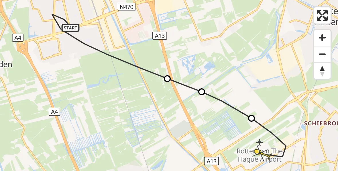 Routekaart van de vlucht: Lifeliner 2 naar Rotterdam The Hague Airport, Europad