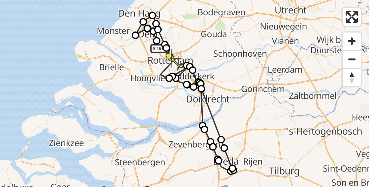 Routekaart van de vlucht: Politieheli naar Rotterdam, Dubbeldankpad