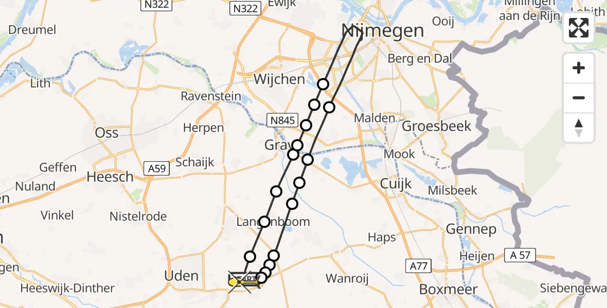 Routekaart van de vlucht: Lifeliner 3 naar Vliegbasis Volkel, Houtvennen