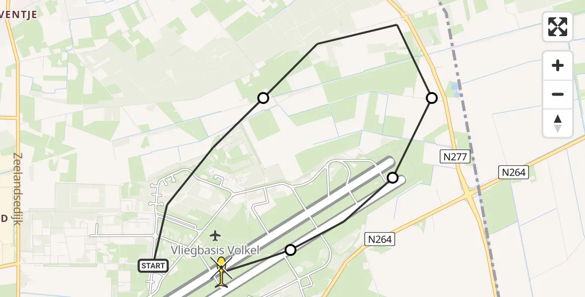 Routekaart van de vlucht: Lifeliner 3 naar Vliegbasis Volkel, Zeelandsedijk