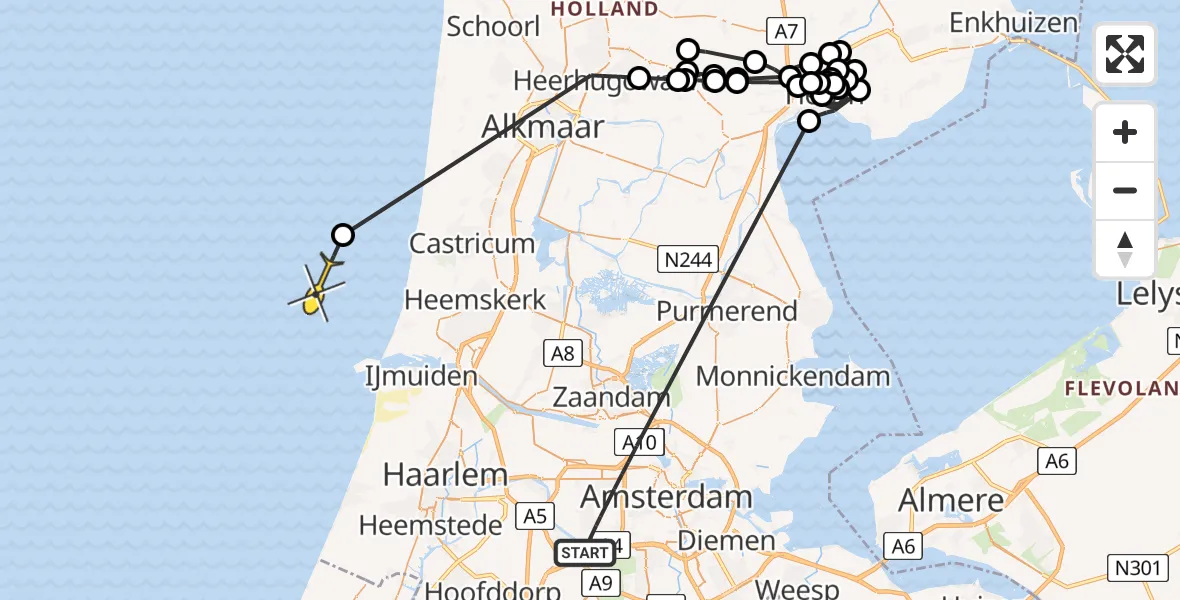 Routekaart van de vlucht: Politieheli naar Funke Küpperstraat