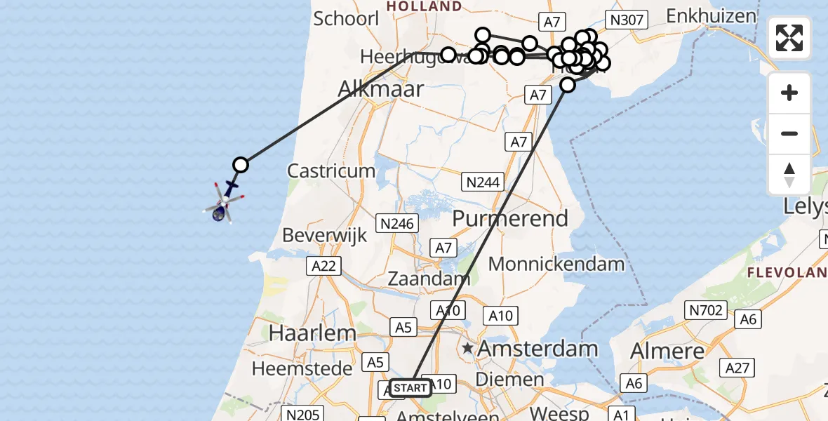 Vluchtroute Politiehelikopter Amsterdam - , 20 december 2024, 08:24
