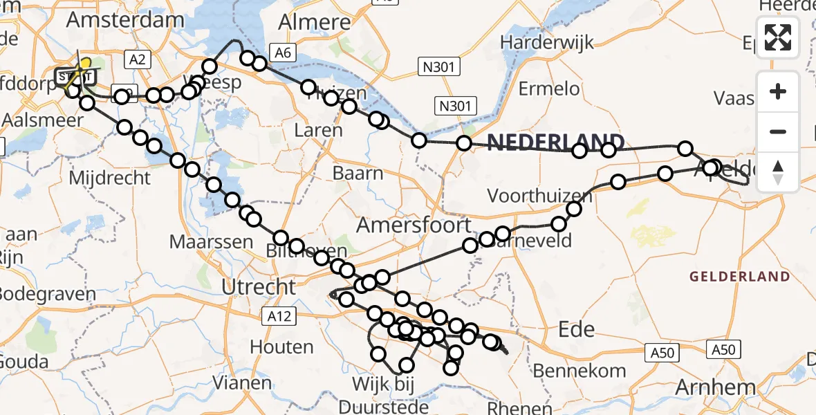 Routekaart van de vlucht: Politieheli naar Schiphol, Zanderijstraat