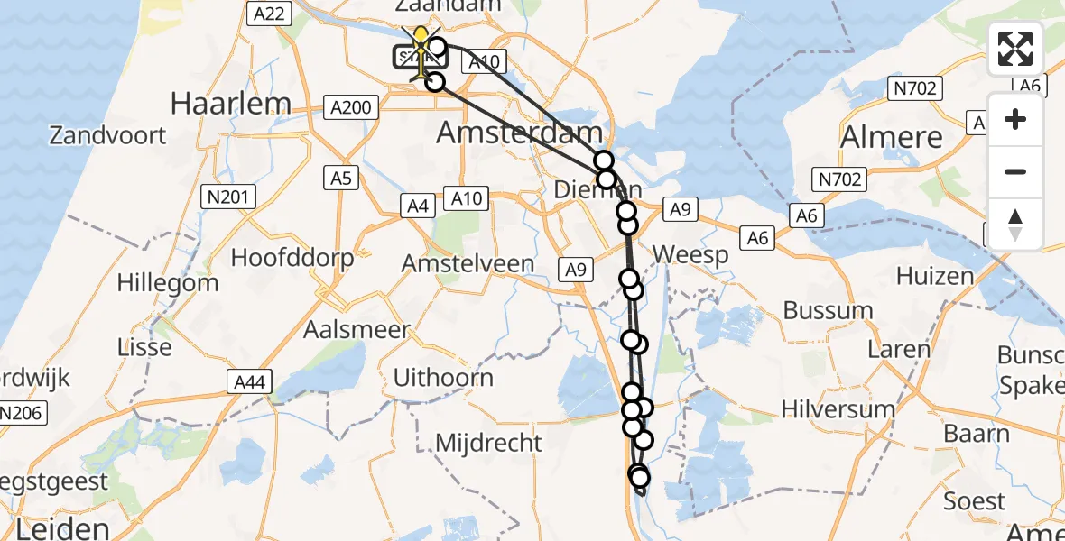 Routekaart van de vlucht: Lifeliner 1 naar Amsterdam Heliport, Maltaweg