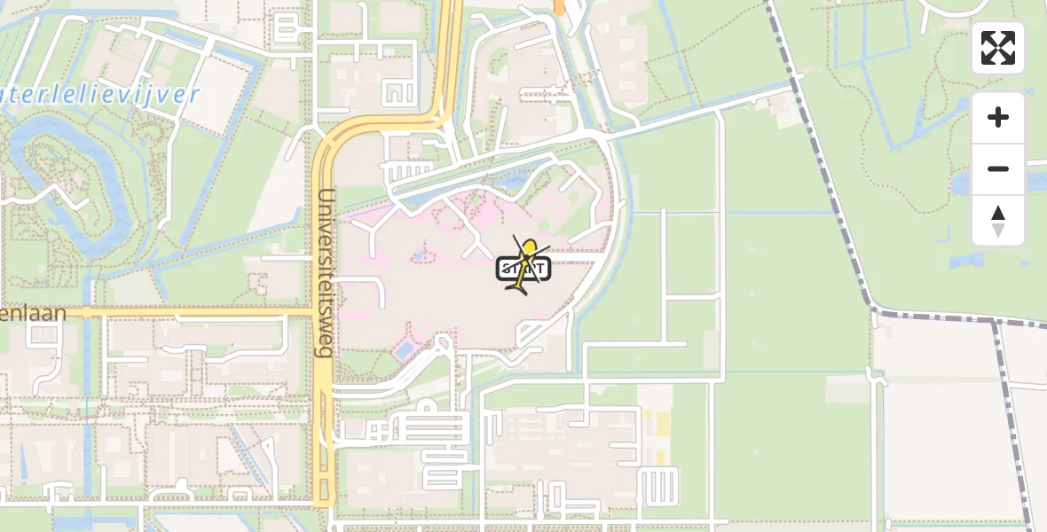 Routekaart van de vlucht: Lifeliner 2 naar Universitair Medisch Centrum Utrecht, UMC Ambulancetunnel