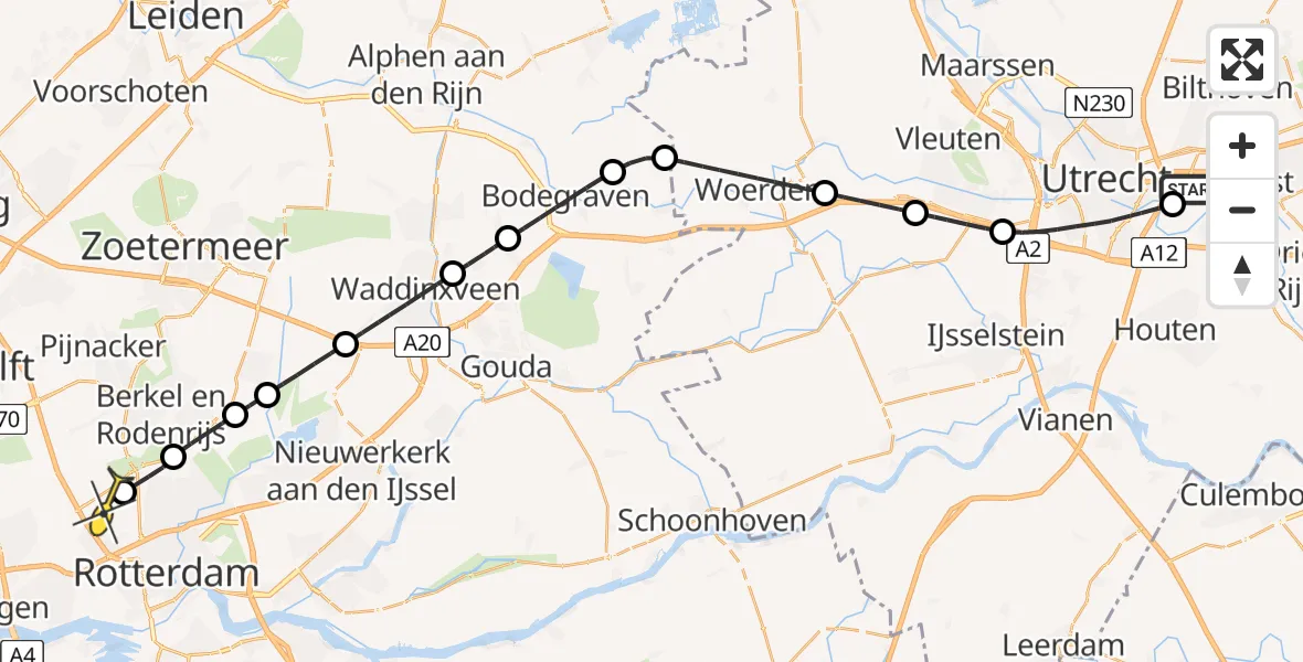 Routekaart van de vlucht: Lifeliner 2 naar Rotterdam The Hague Airport, Toulouselaan