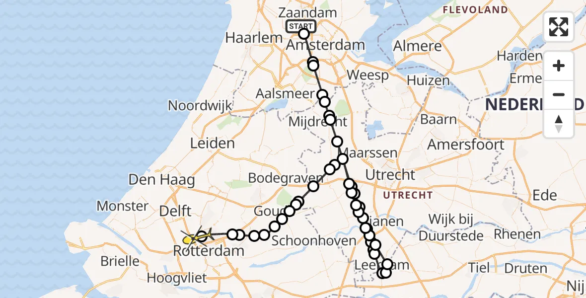 Routekaart van de vlucht: Lifeliner 1 naar Rotterdam The Hague Airport, Hornweg