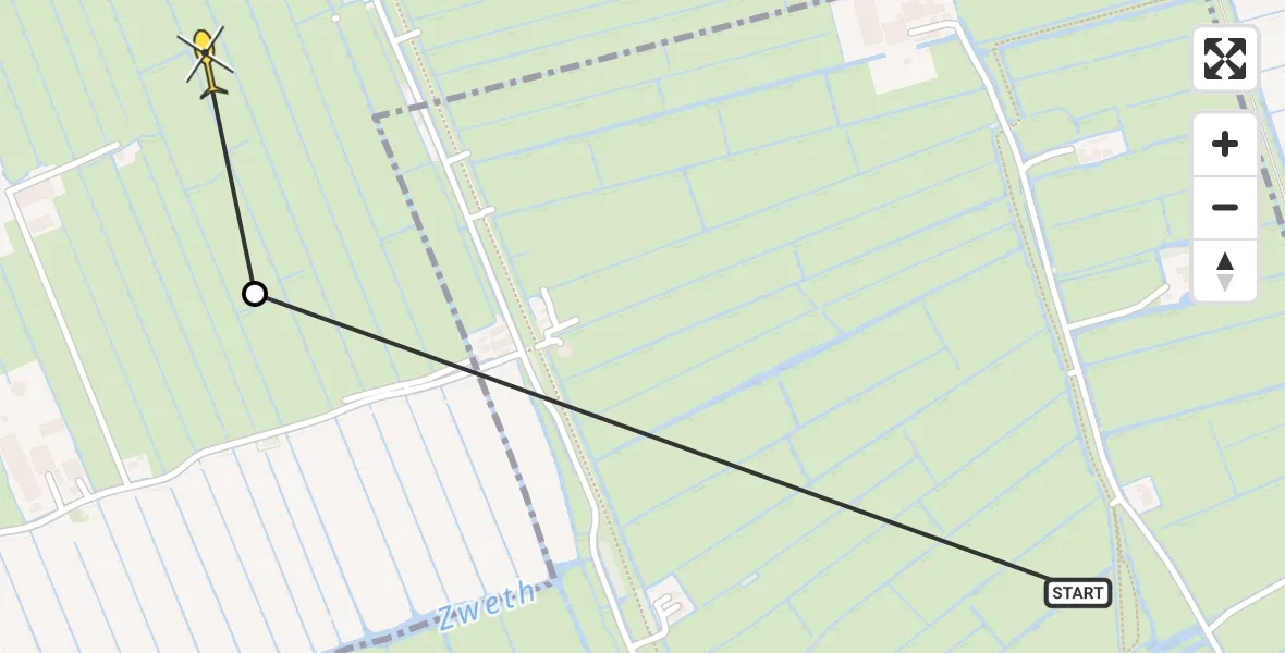 Routekaart van de vlucht: Politiehelikopter naar Schipluiden, Oostveenseweg