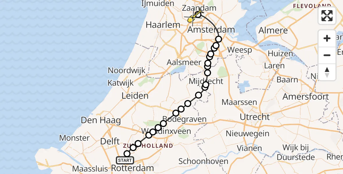 Routekaart van de vlucht: Lifeliner 1 naar Amsterdam Heliport, Doenkadepad