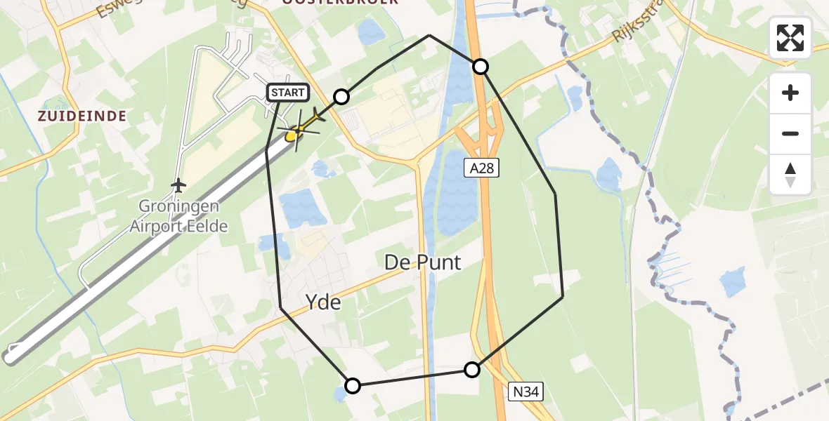 Routekaart van de vlucht: Lifeliner 4 naar Groningen Airport Eelde, Bolhuisgat