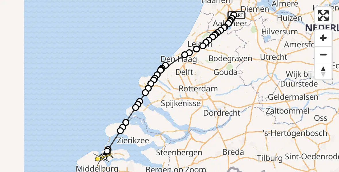 Routekaart van de vlucht: Politieheli naar Veere, Ceintuurbaan