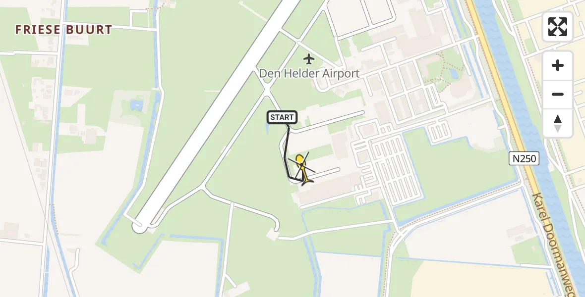 Vluchtroute Kustwachthelikopter van Vliegveld De Kooy naar Vliegveld De Kooy