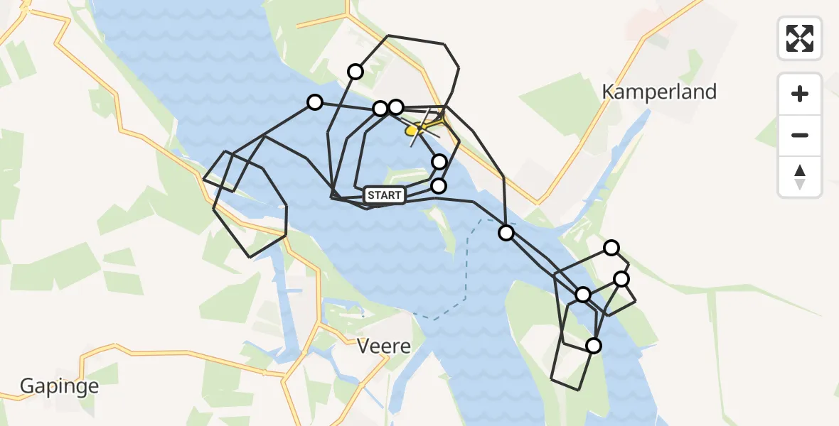 Routekaart van de vlucht: Politieheli naar Kamperland, Polredijk