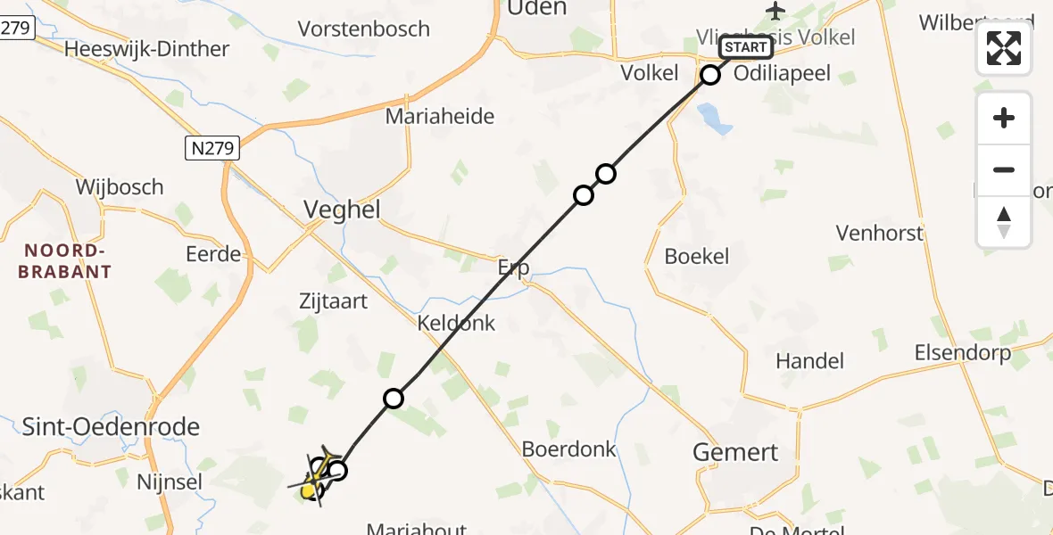 Routekaart van de vlucht: Lifeliner 3 naar Mariahout, Rechtestraat