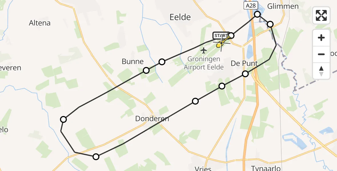 Routekaart van de vlucht: Lifeliner 4 naar Groningen Airport Eelde, Veldkampweg