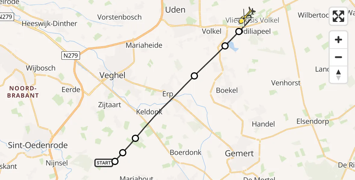 Routekaart van de vlucht: Lifeliner 3 naar Vliegbasis Volkel, Vossenberg