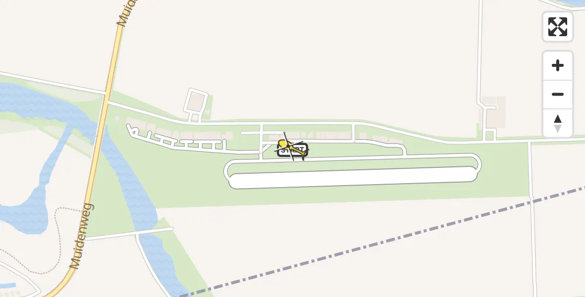 Routekaart van de vlucht: Politieheli naar Vliegveld Midden-Zeeland, Calandweg